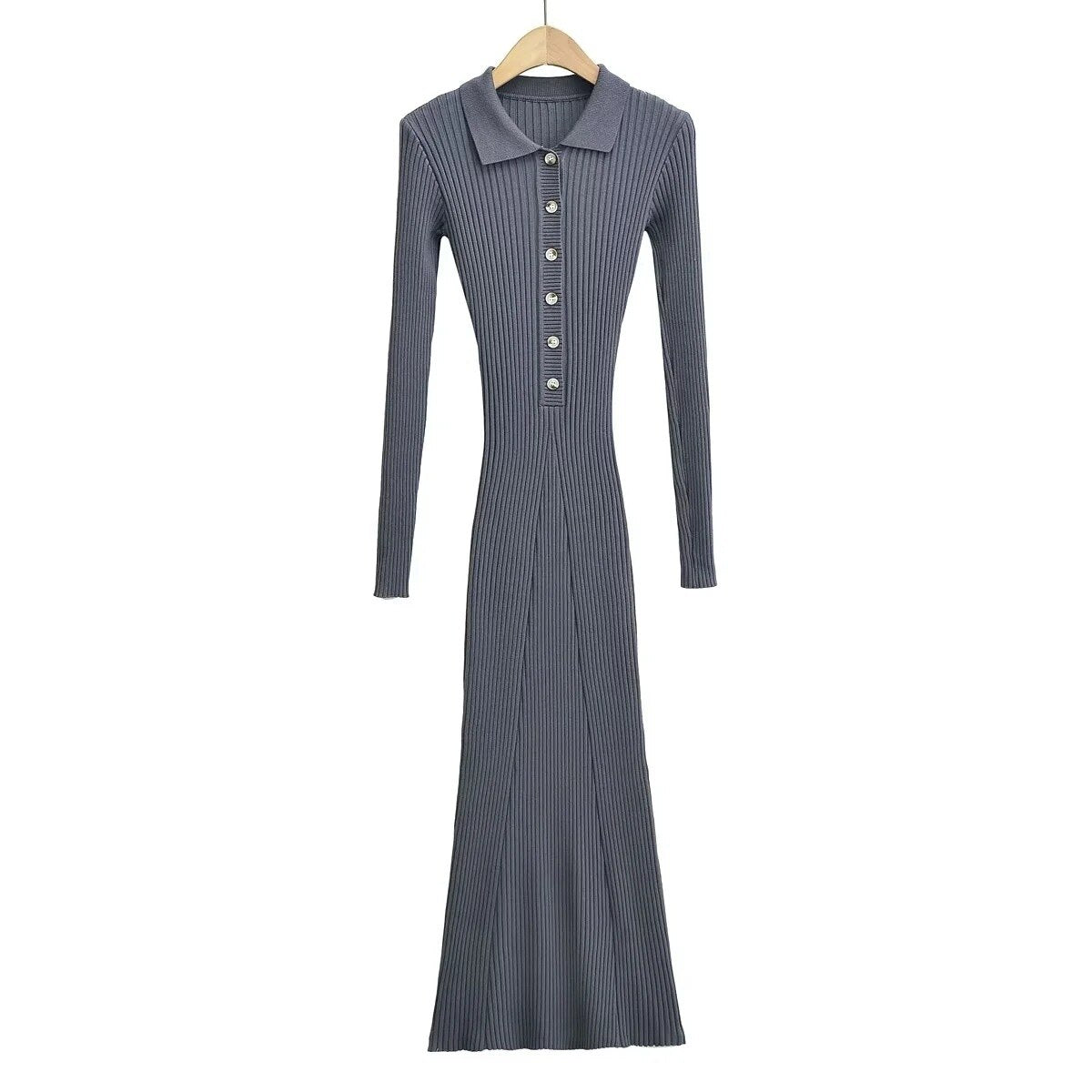 Nomikuma Spicy Girl Turn-down Collar Single Breasted Slim Sweater Mermaid Dress Women Autumn Long Sleeve Knitted dresses