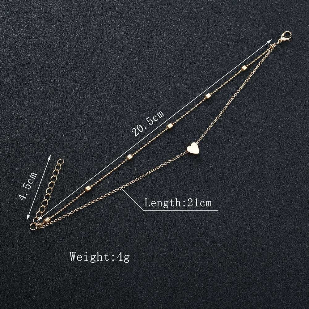 Double layered love beach anklet women's retro peach heart anklet