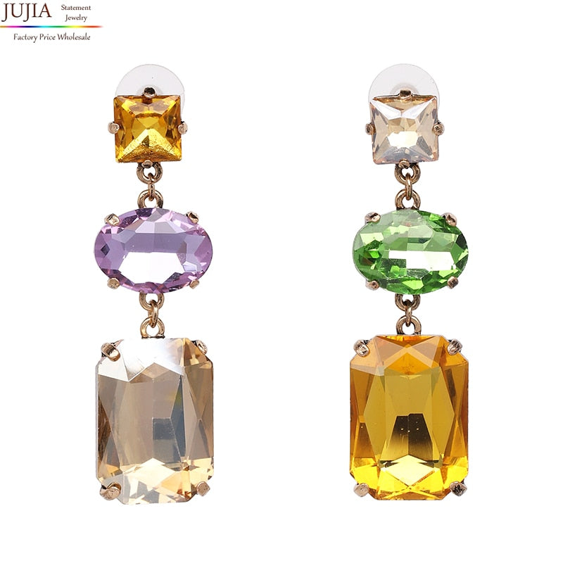 Wholesale Vintage Austria Crystal Rhinestone Water Drop Geometric Dangle Earrings Fashion Wedding Jewelry For Women Trend