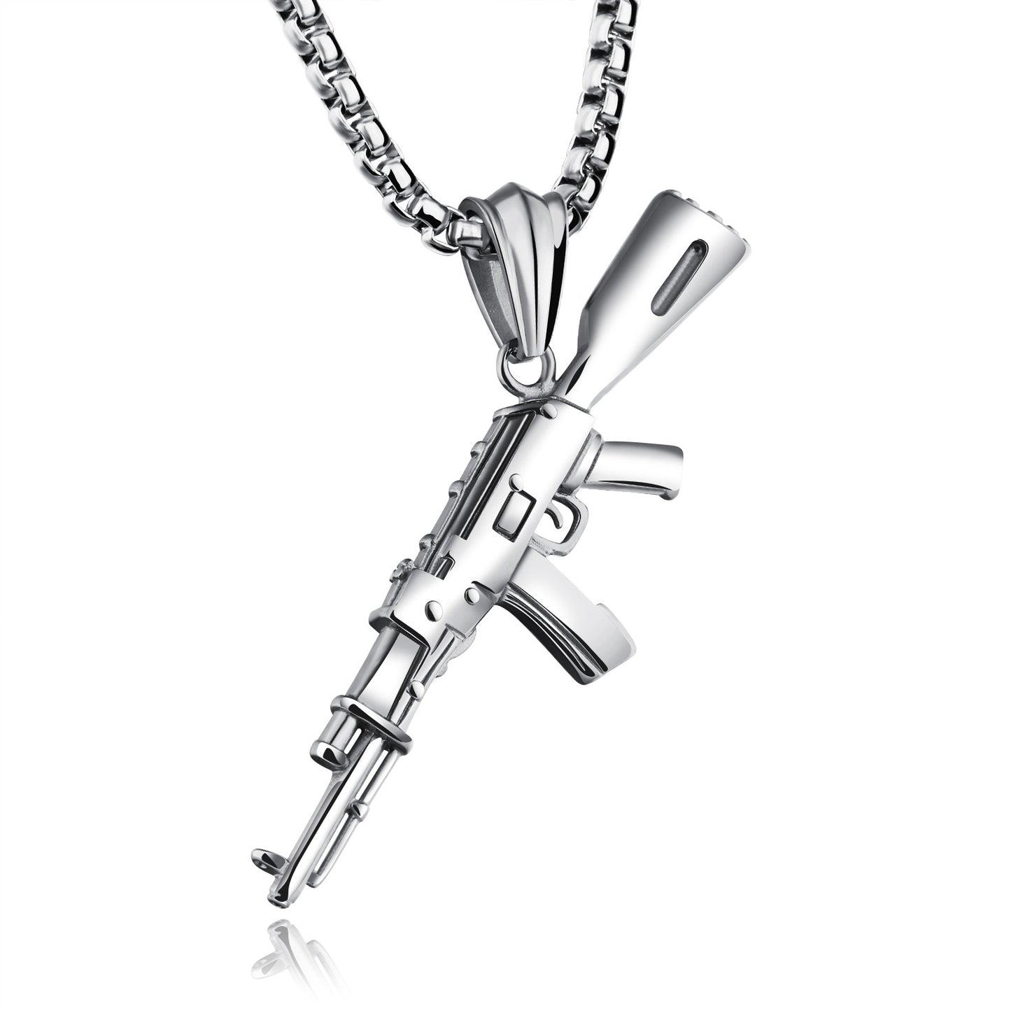 Men's AK47 Titanium Steel Street Hip-hop Domineering Stainless Steel Gun Necklace