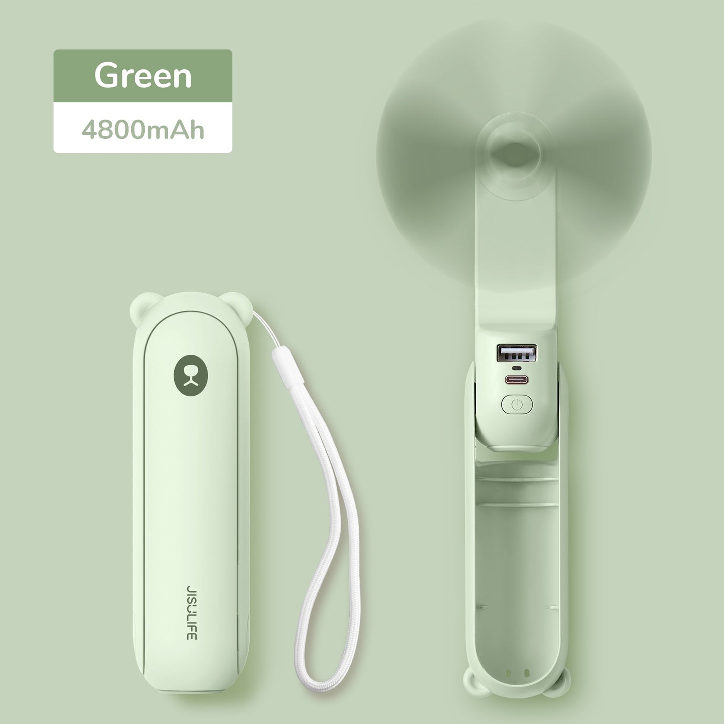 Portable Fan Mini Handheld Fan USB Recharge Hand Held Small Pocket Fan with Power Bank Flashlight Feature