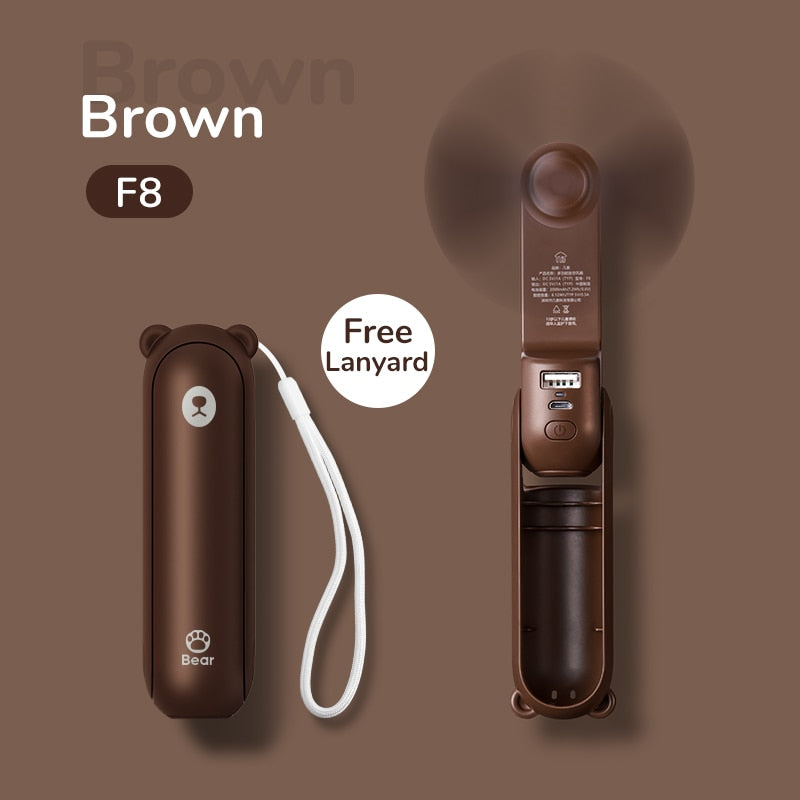 Portable Fan Mini Handheld Fan USB Recharge Hand Held Small Pocket Fan with Power Bank Flashlight Feature
