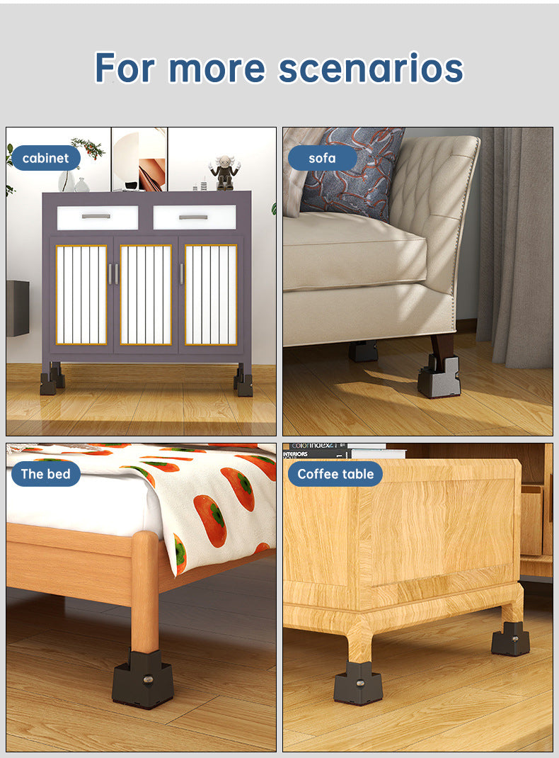 4 Pcs Adjustable Increase foot pad table coffee cabinet base cushion height support bed high leg