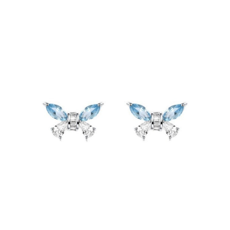 Zircon Butterfly Earrings Women's Simple and Versatile Earrings New Niche Design