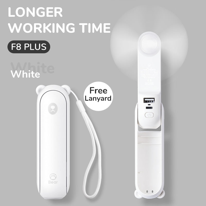 Portable Fan Mini Handheld Fan USB Recharge Hand Held Small Pocket Fan with Power Bank Flashlight Feature