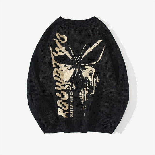 Autumn and winter women butterfly pattern jacquard knitted sweater warm sweater
