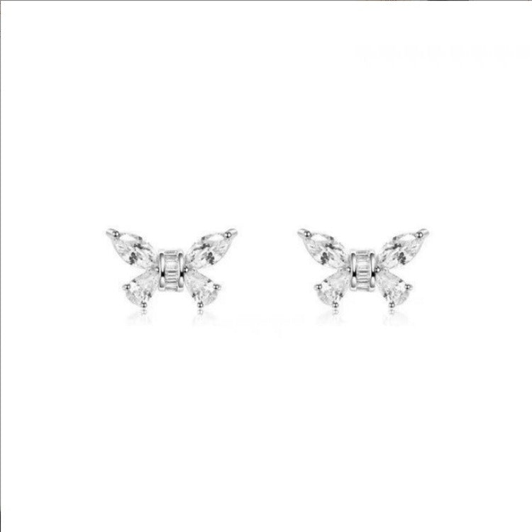 Zircon Butterfly Earrings Women's Simple and Versatile Earrings New Niche Design