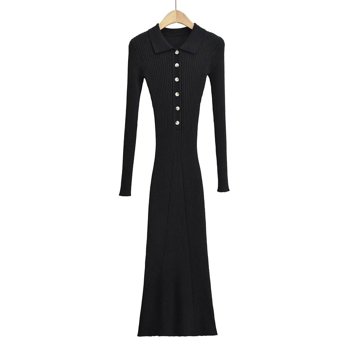 Nomikuma Spicy Girl Turn-down Collar Single Breasted Slim Sweater Mermaid Dress Women Autumn Long Sleeve Knitted dresses
