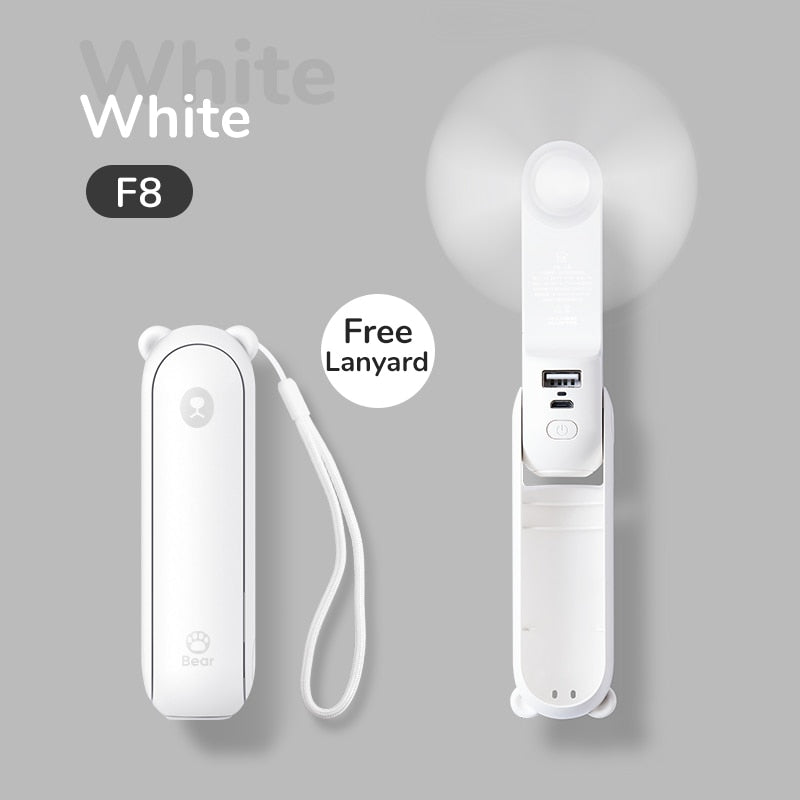 Portable Fan Mini Handheld Fan USB Recharge Hand Held Small Pocket Fan with Power Bank Flashlight Feature