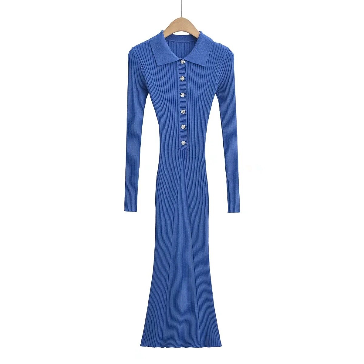 Nomikuma Spicy Girl Turn-down Collar Single Breasted Slim Sweater Mermaid Dress Women Autumn Long Sleeve Knitted dresses
