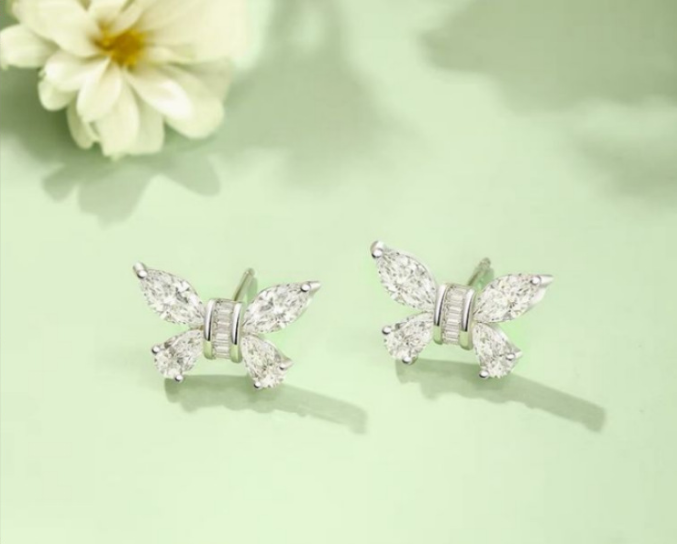 Zircon Butterfly Earrings Women's Simple and Versatile Earrings New Niche Design