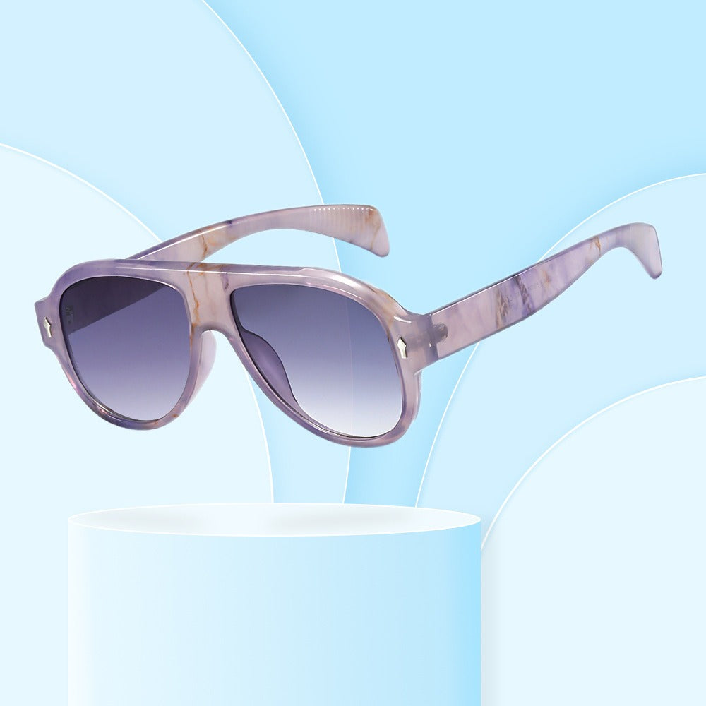 Retro Punk Men Pilot Sunglasses Fashion Rivets Decoration Gradient Eyewear Shades Women Trending Purple Sun Glasses
