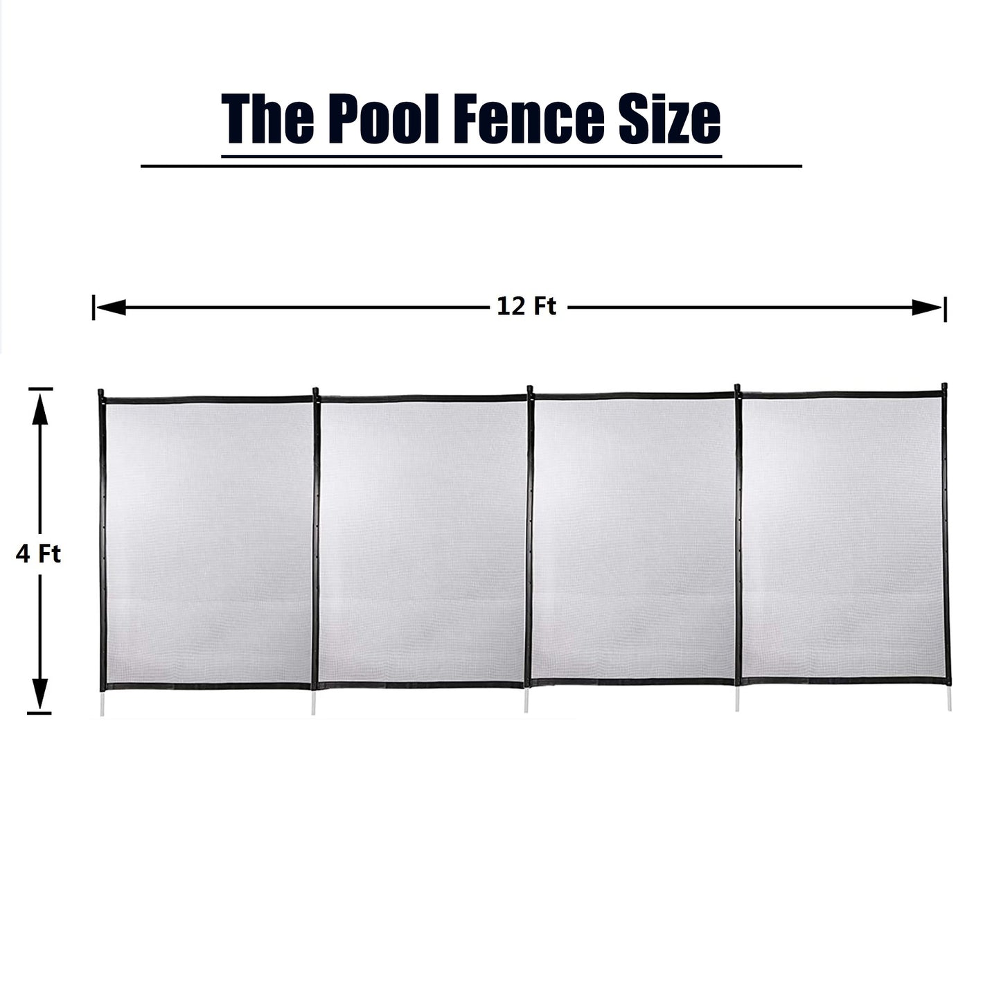 4x12 Ft Outdoor Pool Fence With Section Kit,Removable Mesh Barrier,For Inground Pools,Garden And Patio,Black. 10% discount till 30 Sep