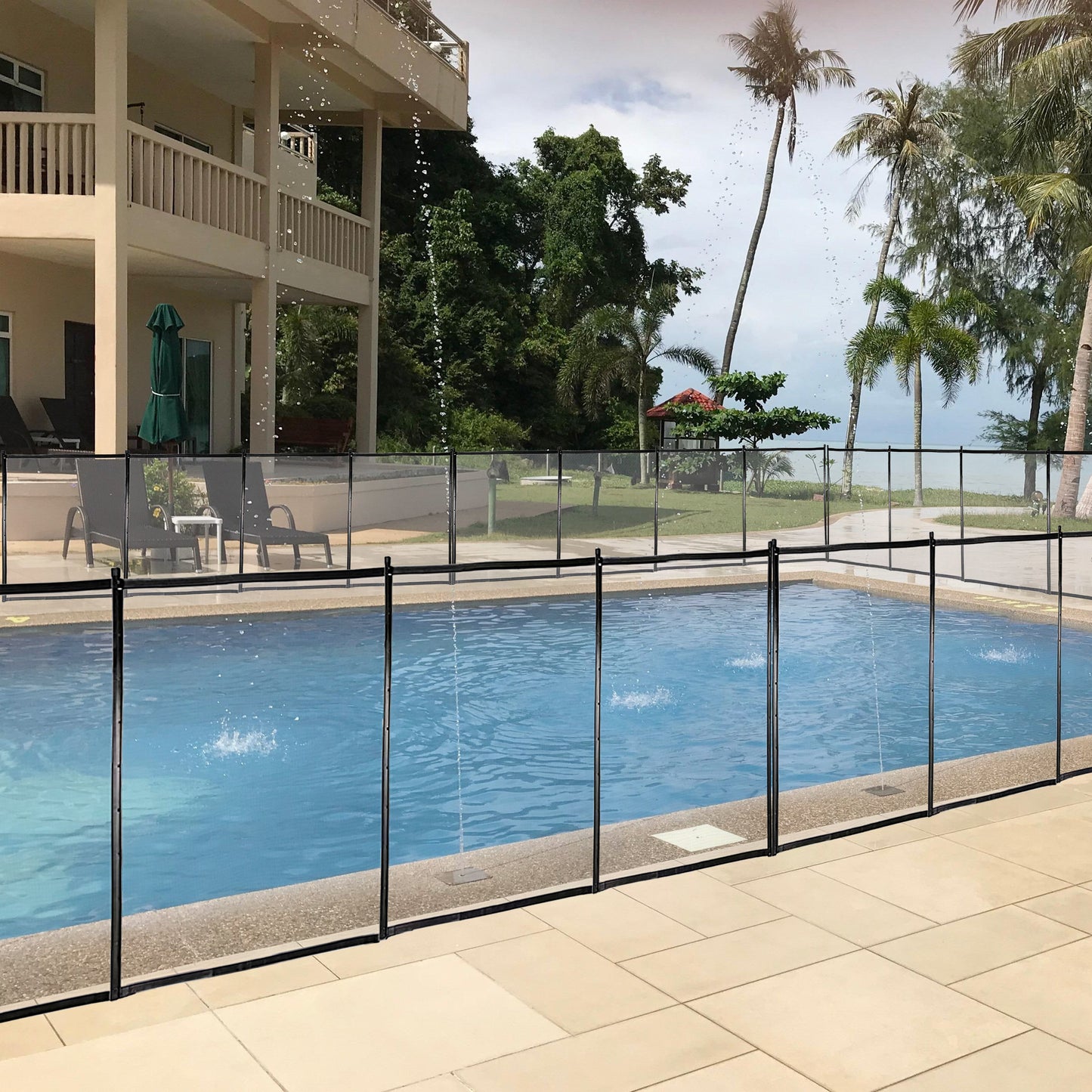 4x12 Ft Outdoor Pool Fence With Section Kit,Removable Mesh Barrier,For Inground Pools,Garden And Patio,Black. 10% discount till 30 Sep
