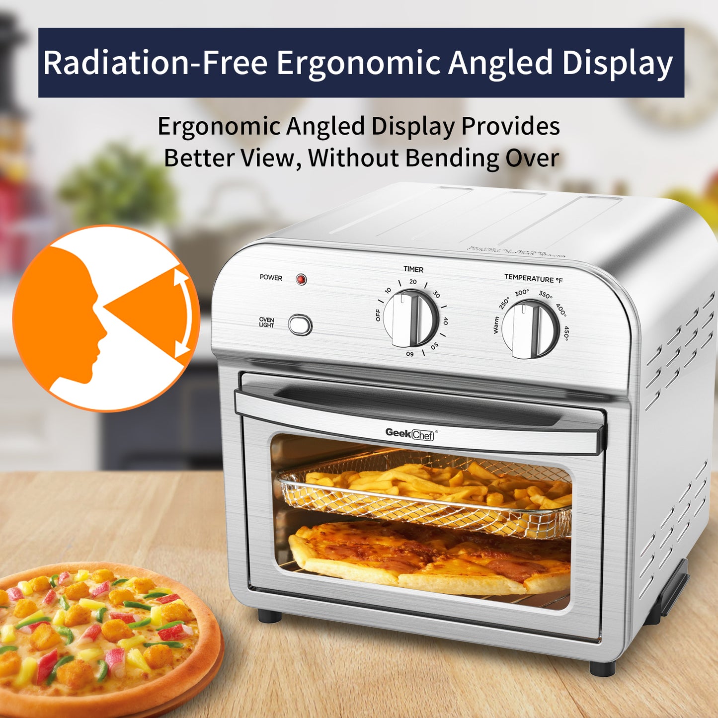 Air Fryer, Geek Chef Convection Air Fryer Toaster Oven, 4 Slice Toaster Air Fryer Oven, Roast, Bake, Broil,Reheat,Fry Oil-Free, Accessories Included, ETL Listed. 10% discount till 30 Sep