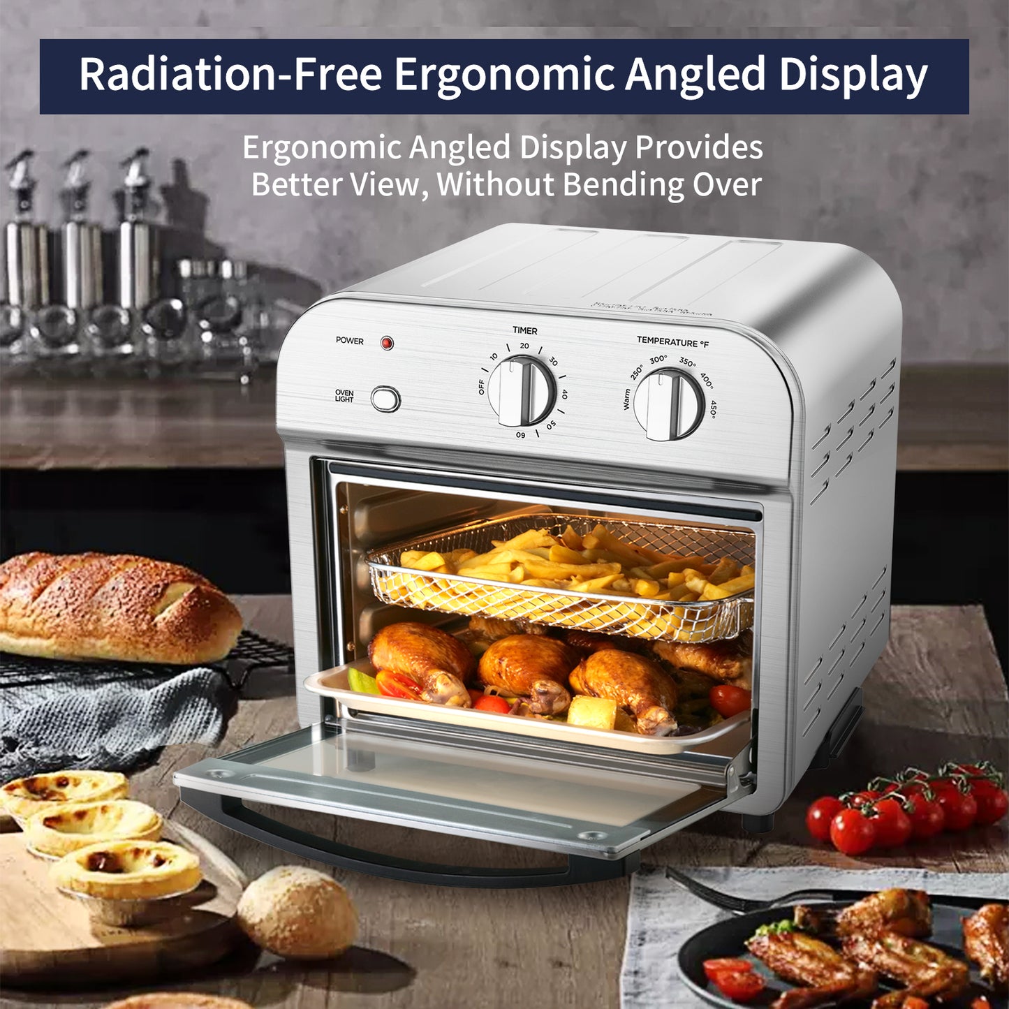 Air Fryer, Geek Chef Convection Air Fryer Toaster Oven, 4 Slice Toaster Air Fryer Oven, Roast, Bake, Broil,Reheat,Fry Oil-Free, Accessories Included, ETL Listed. 10% discount till 30 Sep