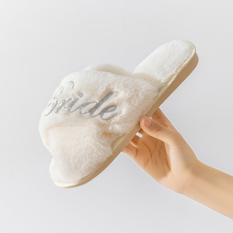 Cross slippers, plush slippers