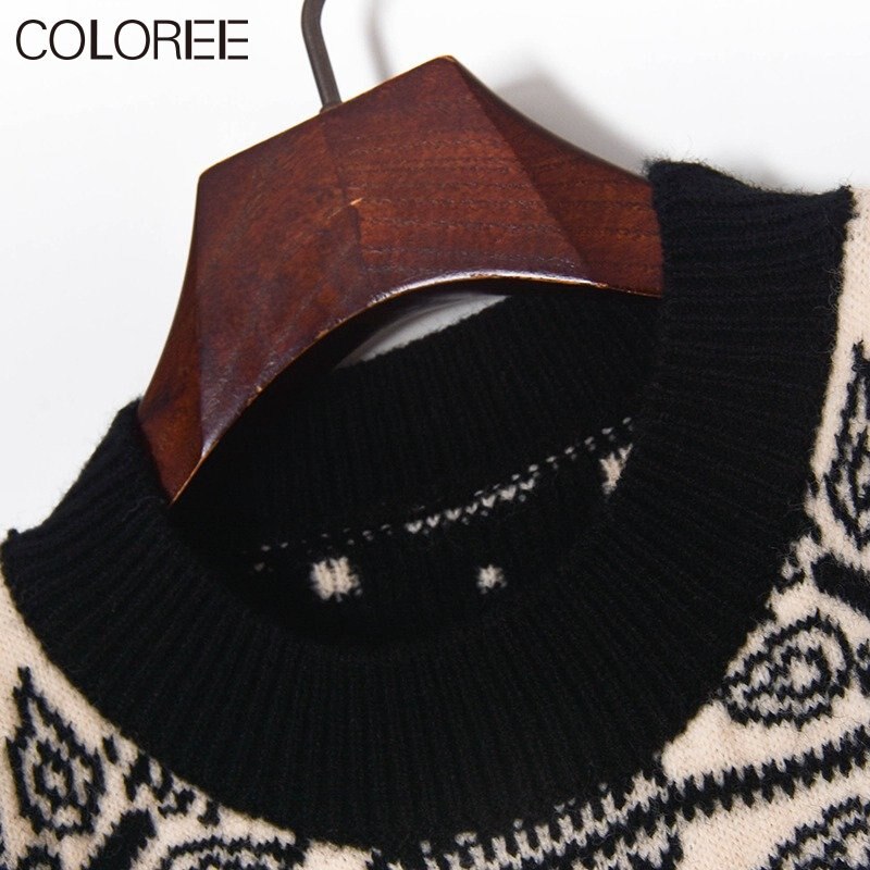 Vintage Jacquard Beading Sweaters for Women Fashion 2022 Autumn Winter Clothes Runway Designer Pull Femme Suéter De Navidad