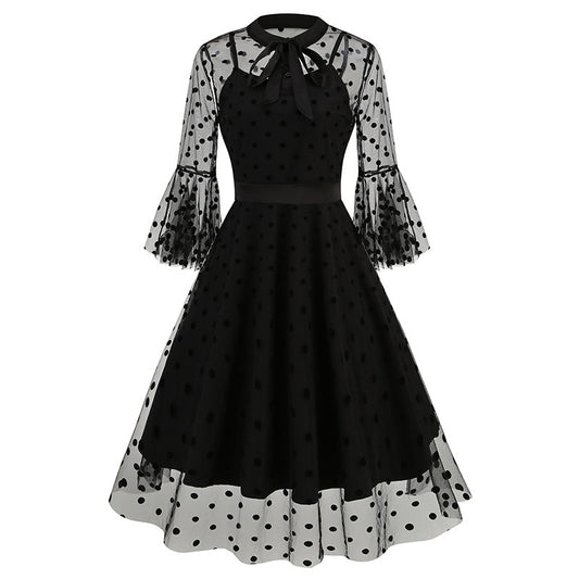 Vintage Mesh Embroidery Stitching Dress