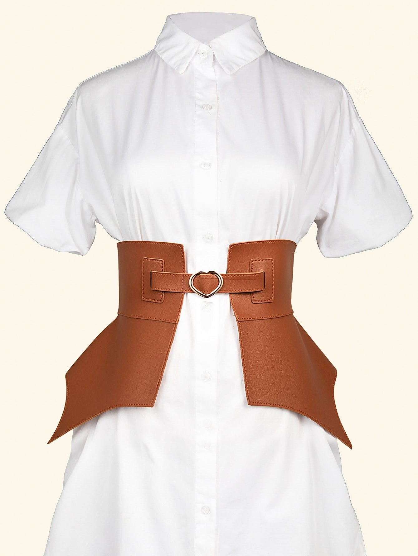 Brown heart-shaped palace style futuristic women's waistband with a high-end feel and a slimming look