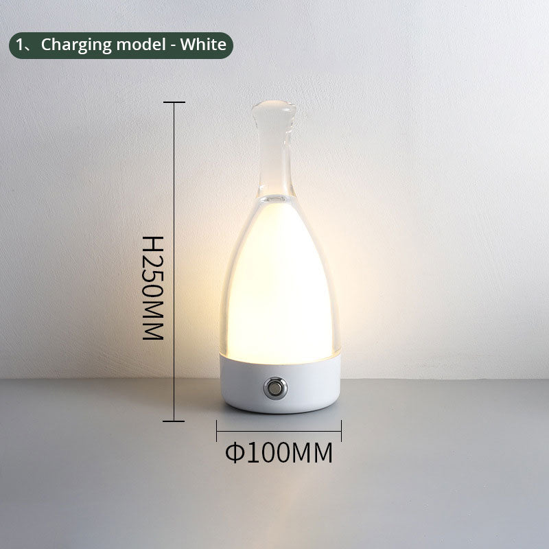 Wine Bottle Table Lamp INS Wind Light Luxury Creative Bedroom Bedside Lamp Net Red Clear Bar Decoration Charging Table Lamp