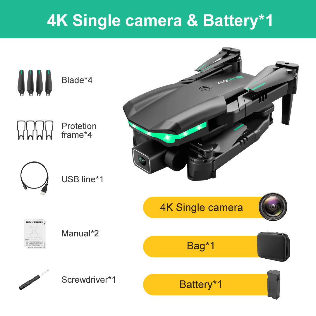 KK3 Pro drone aerial photography 4k dual camera folding aircraft three-sided obstacle avoidance remote control aircraft