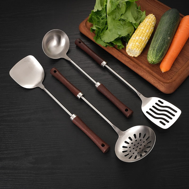 304 Stainless Steel Kitchen Utensil Set with wooden handle New design Kitchen Gadgets Cookware