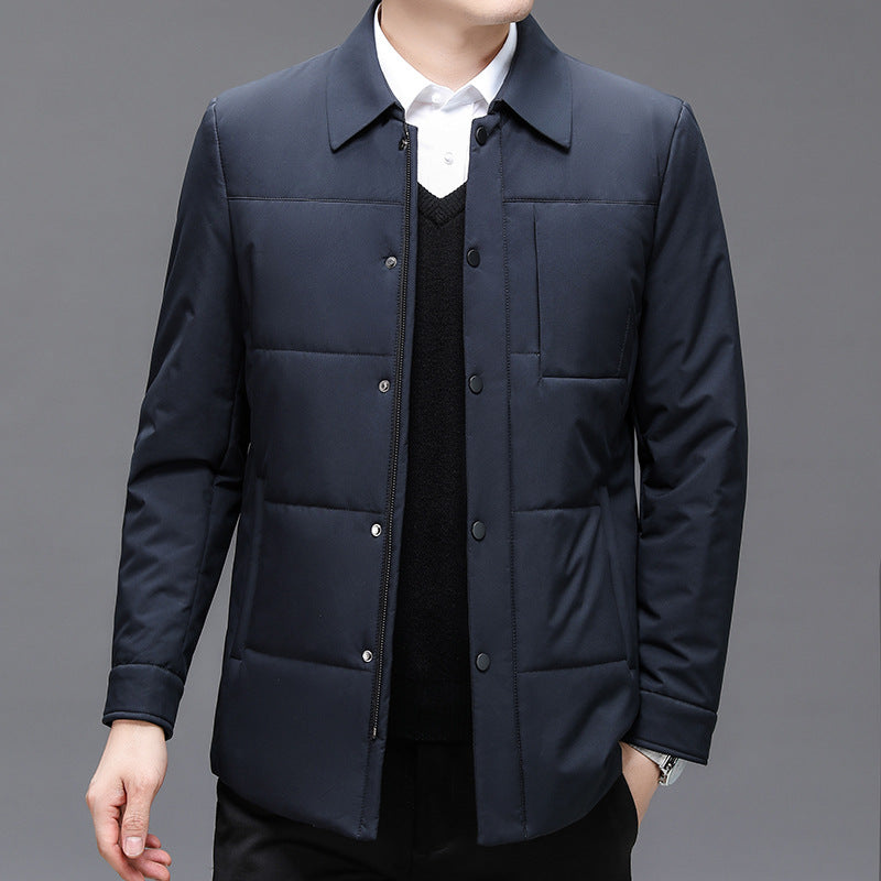 Thin Cotton-padded Jacket Middle-aged And Elderly Men's Cardigan Solid Color Plus Size Coat