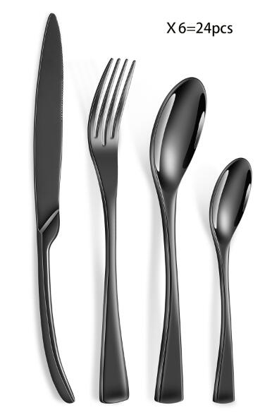 4pcs/24Pcs 304 Stainless Steel Silverware Silver Tableware Fork Steak Knife Spoon Flatware Dishwasher Safe Luxury Cutlery Set Gift