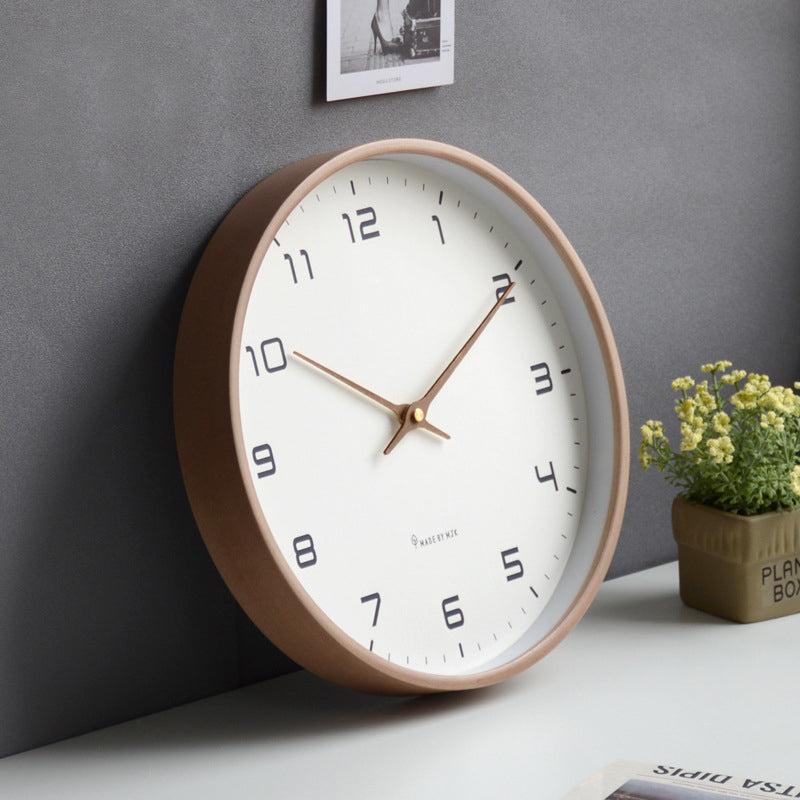 Nordic Solid Wood Simple Wall Clock Living Room Home Clock Decoration Silent Clock Fashionable Japanese Modern Light Luxury