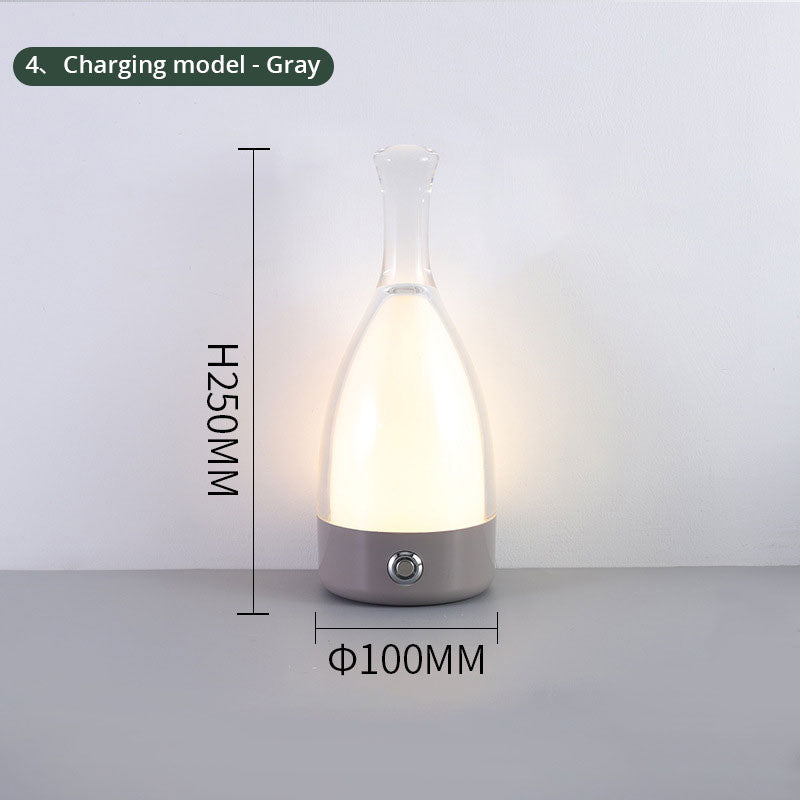 Wine Bottle Table Lamp INS Wind Light Luxury Creative Bedroom Bedside Lamp Net Red Clear Bar Decoration Charging Table Lamp