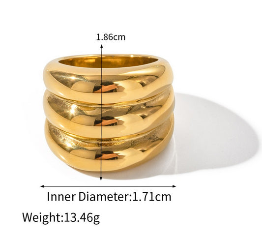 Vintage Metallic Three Layer Closed Ring for Women Trendy Romantic Waterproof Jewelry Femme Party Gift