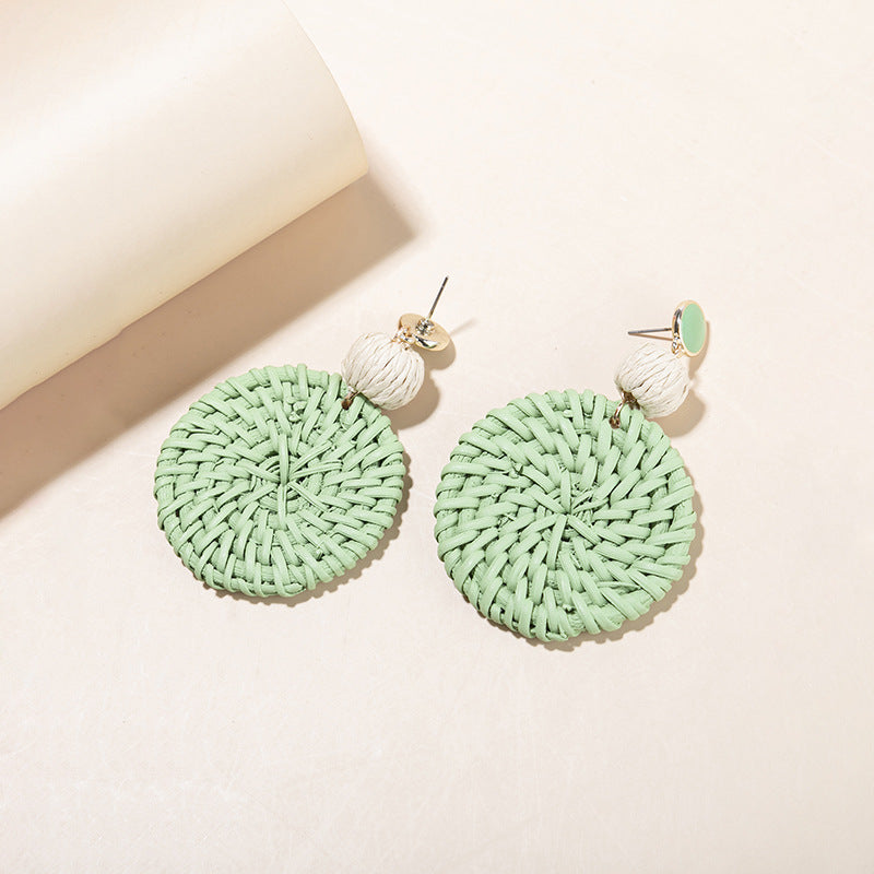 Vine Weaving Earrings for Women Spring Summer Grass Weaving Earrings with Temperament Earrings