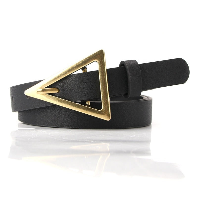 Women fashion belt Korean style all match dress alloy triangle buckle trendy belt