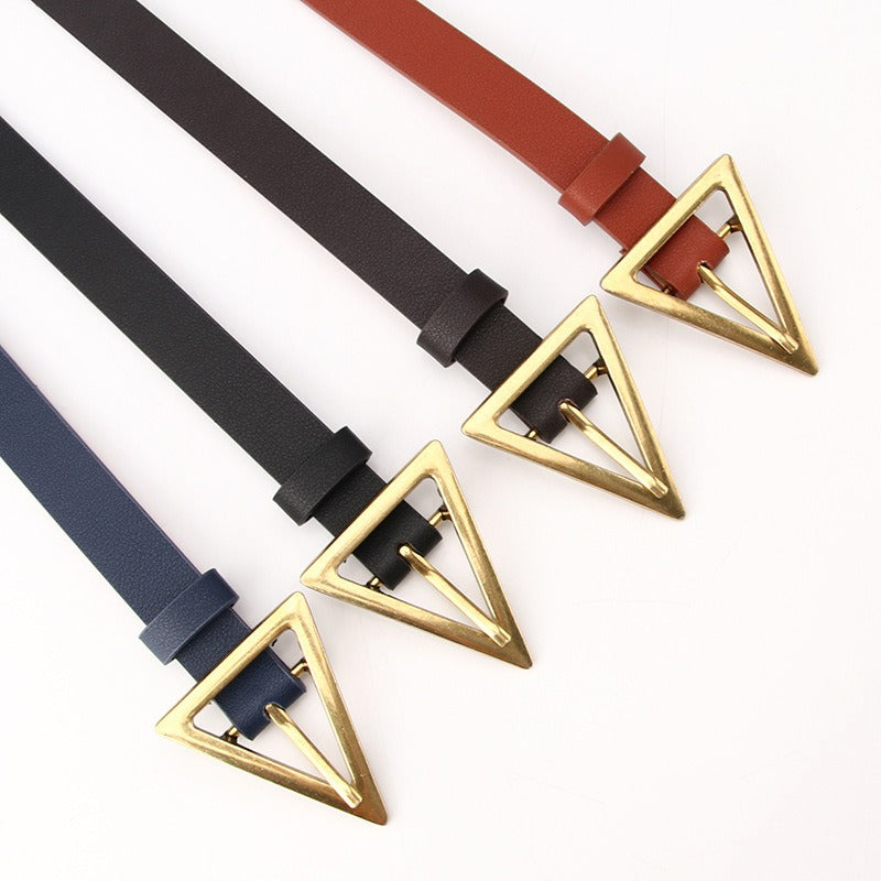 Women fashion belt Korean style all match dress alloy triangle buckle trendy belt