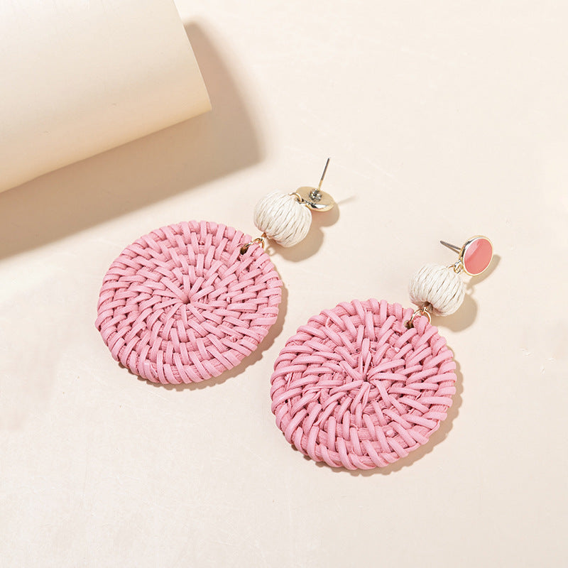 Vine Weaving Earrings for Women Spring Summer Grass Weaving Earrings with Temperament Earrings