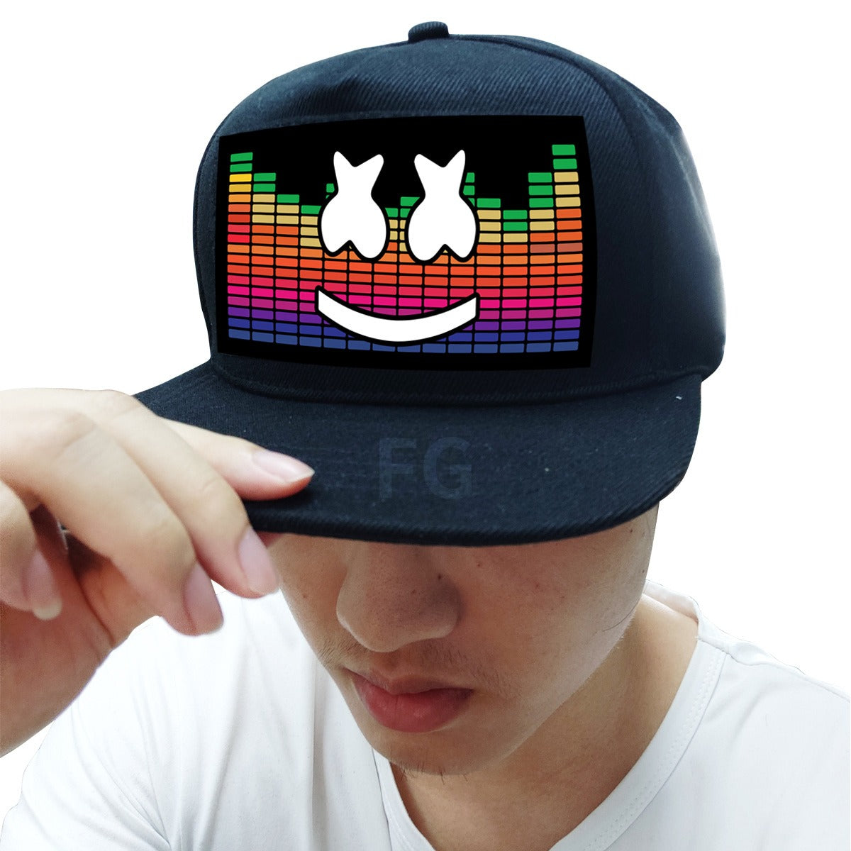 Custom Trucker Sound Activated LED Hat Flashing Light Up Party Hats Voice Activated EL Panel Cap