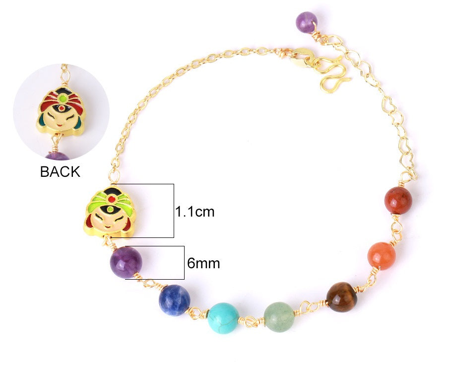 Original Freshwater Color Beaded Bracelet Natural Stone Niche Summer Semi-precious Stone Head Retro Jewelry