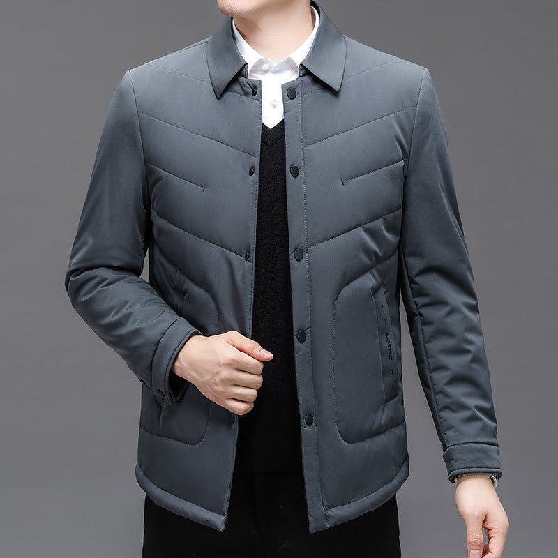 Thin Cotton-padded Jacket Middle-aged And Elderly Men's Cardigan Solid Color Plus Size Coat