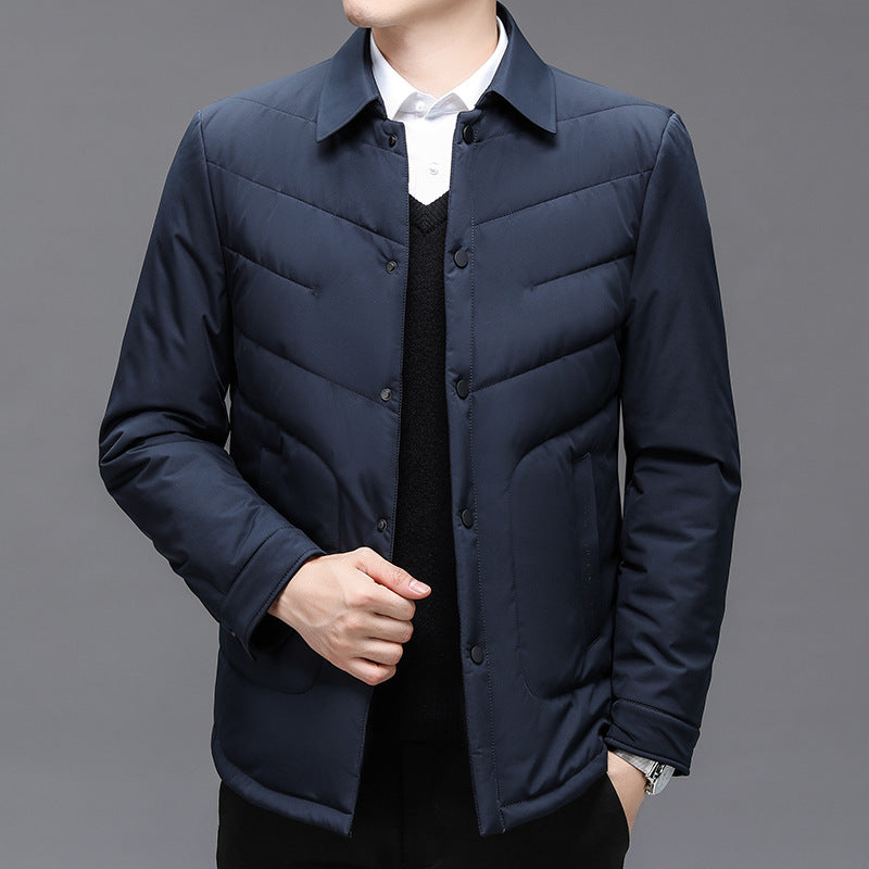 Thin Cotton-padded Jacket Middle-aged And Elderly Men's Cardigan Solid Color Plus Size Coat