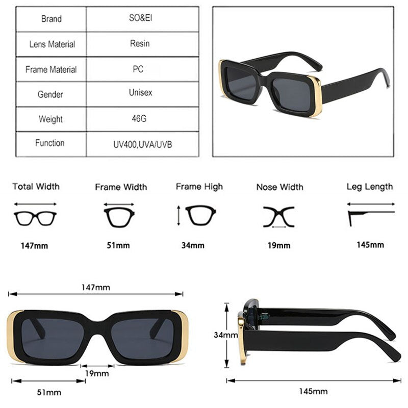 SO&EI Ins Popular Fashion Square Sunglasses Women Retro Brand Designer Jelly Color Shades UV400 Men Gradient Sun Glasses