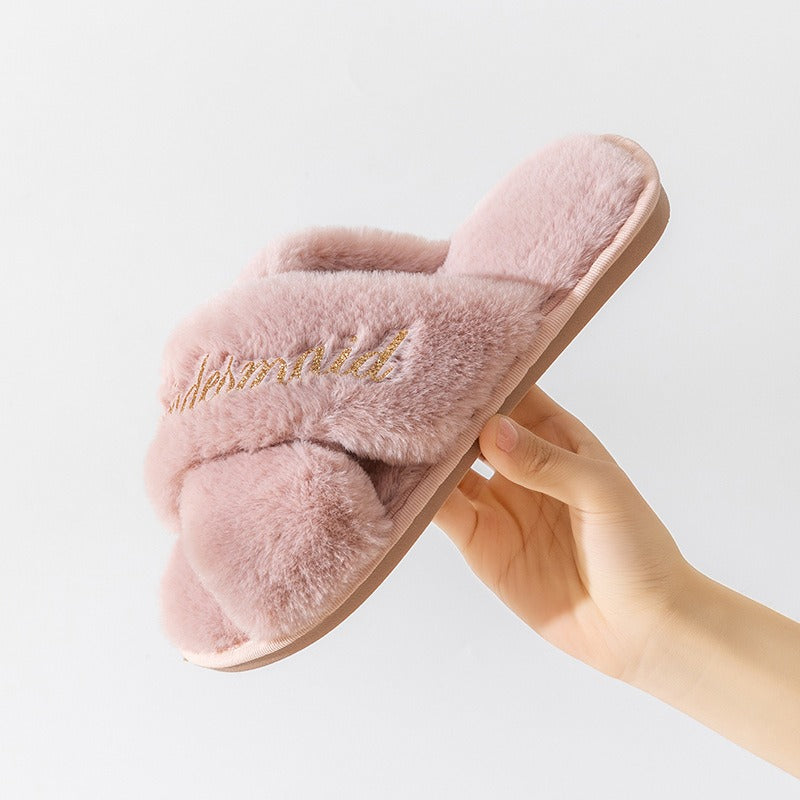 Cross slippers, plush slippers