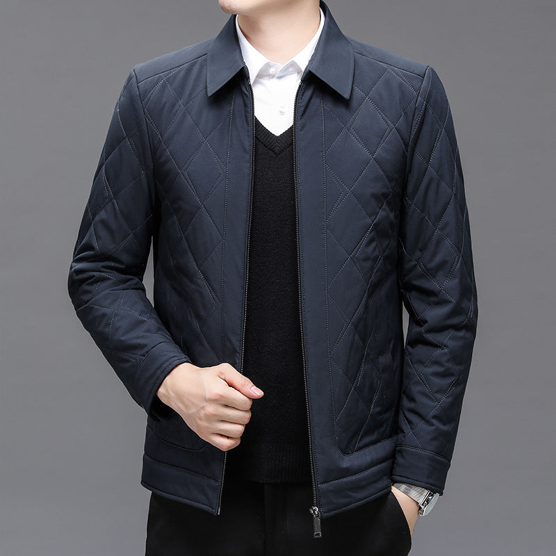 Thin Cotton-padded Jacket Middle-aged And Elderly Men's Cardigan Solid Color Plus Size Coat