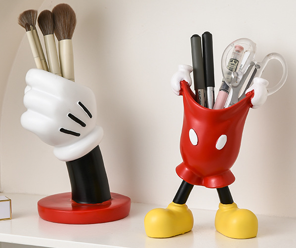 Mickey Gloves Pen Holder Student High-value Cute Cartoon Anime Desktop Decoration Stationery Pen Holder