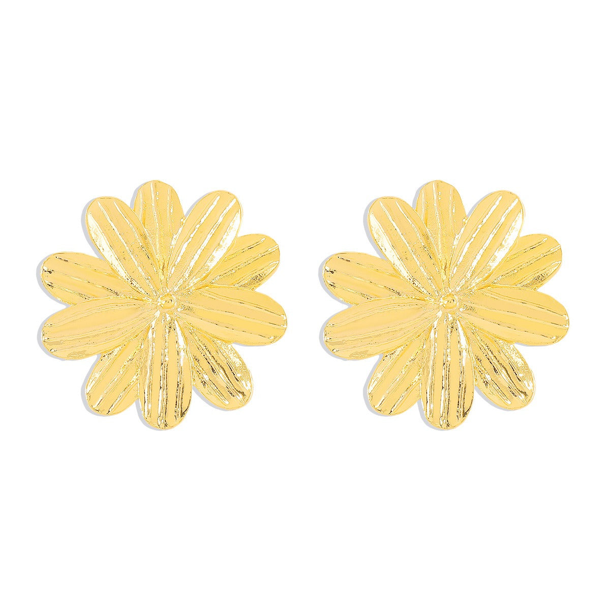 Fashion sweet floral alloy earrings ZA exaggerated temperament creative flower texture earrings