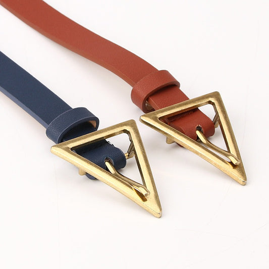 Women fashion belt Korean style all match dress alloy triangle buckle trendy belt