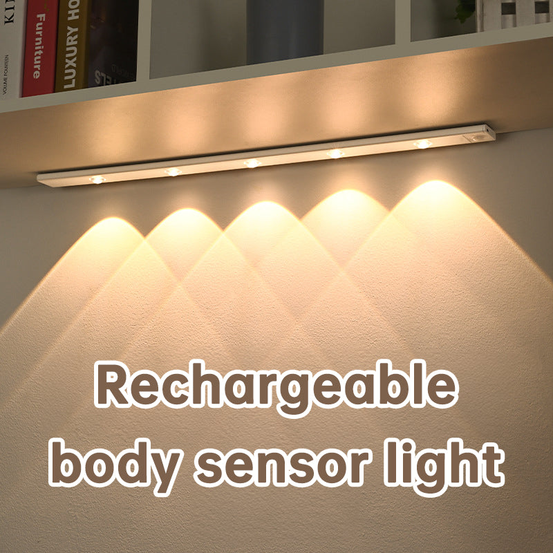 Intelligent LED Human Body Sensing Light Ultra-Thin Cat's Eye Hill Light Strip Rechargeable Self-Adhesive Wardrobe Wine Cabin