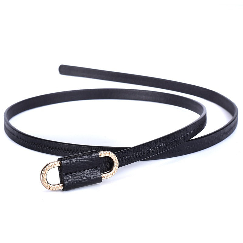 New Ladies Knotted Leather Thin Belt Cowhide Women Fashion Decorative Thin Belt Korean Sweet Dress Matching