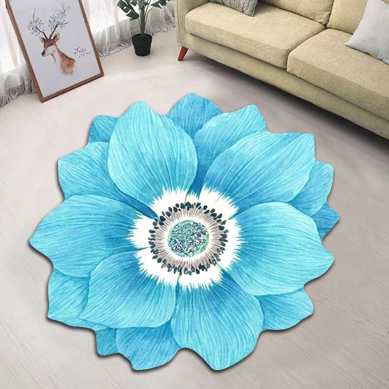 Creative Flower Living Room Tea Table Blanket Nordic Household Bedroom Floor Mat Bed Front Carpet Mat Foot Mat