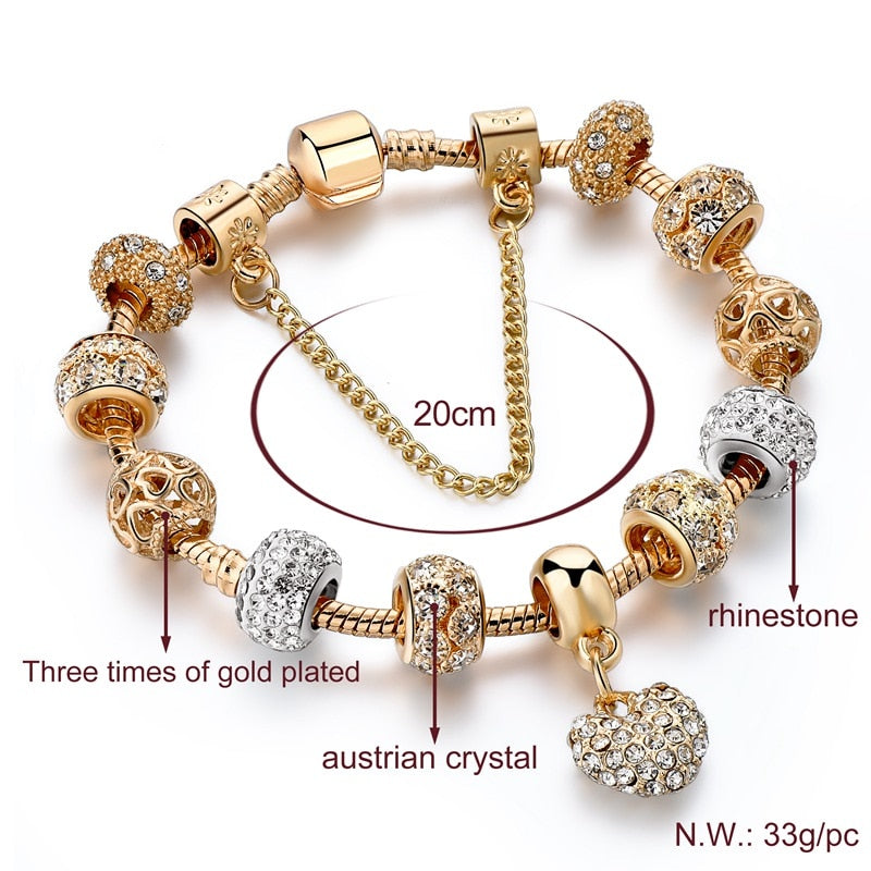 Gifts INS Fashion gold heart Bracelets&Bangles For Women Hot Chain Bracelets Charm Crystal Jewelry Trendy Bracelet BT200176